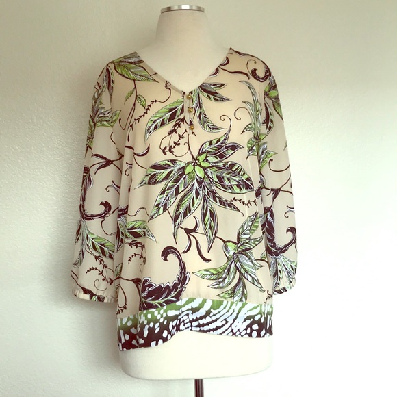 Chico’s Women’s Printed Blouse 3/4 Sleeve - Picture 1 of 5